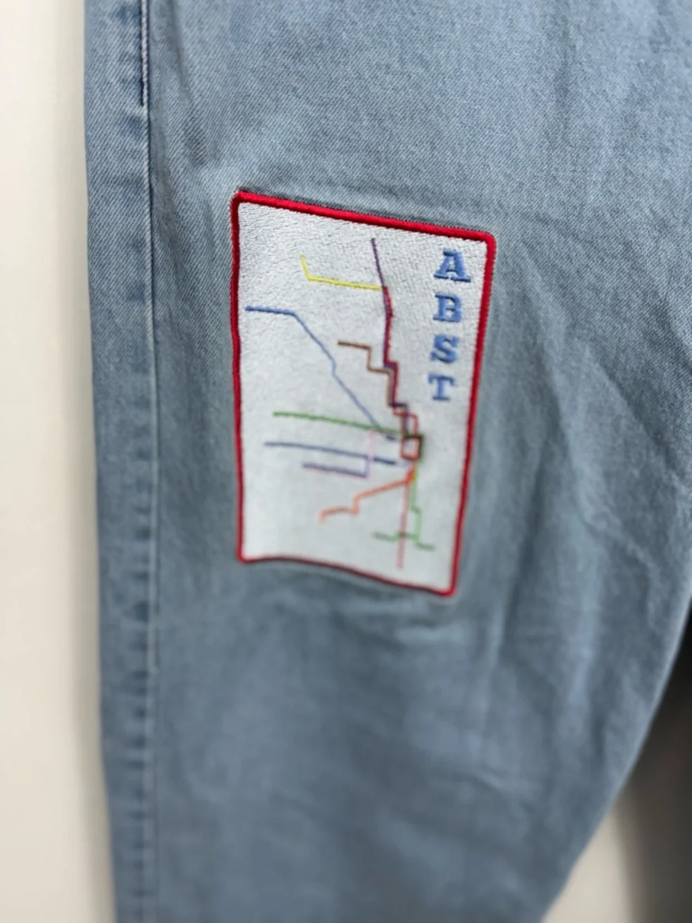 Embroidered Graphics Relaxed-fit Decor Patches Streetwear Artistic Jeans 34x30